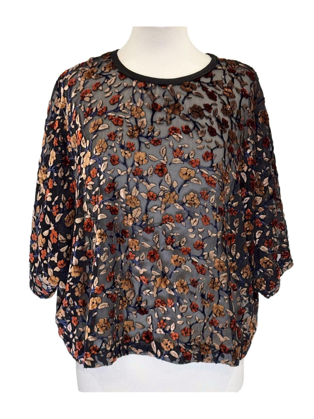 Mango floral burnout velvet top